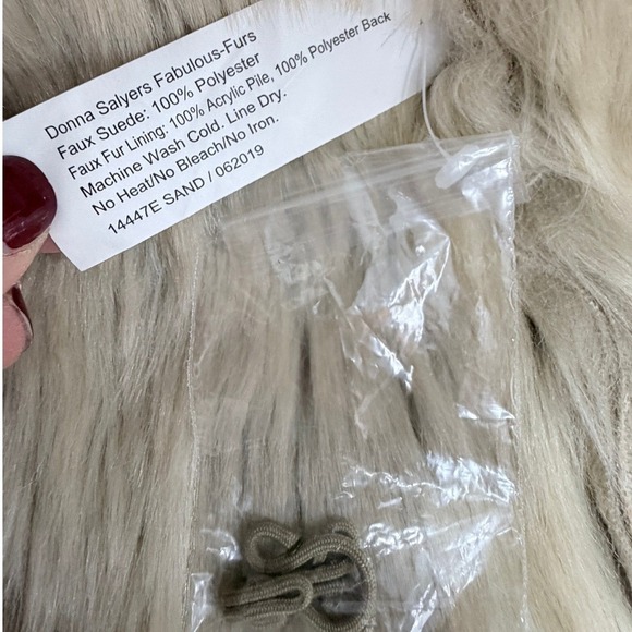 NWT Donna Salyers Fabulous Furs Sand Faux Suede Fur Trim Draped Coat XL NEW - Picture 13 of 13